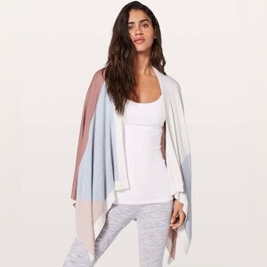 Lululemon Hatha Wrap‎ Quicksand Misty Pink White Silver Fox Scarf Shawl Boho